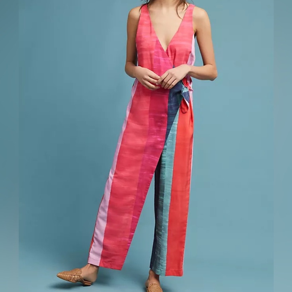 Mara Hoffman Meryl Wrap Striped Jumpsuit Size Small